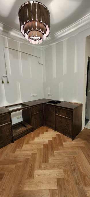 L-образная кухня KARANDA из фанеры в венге, паркет, Саратов. кухня из фанеры